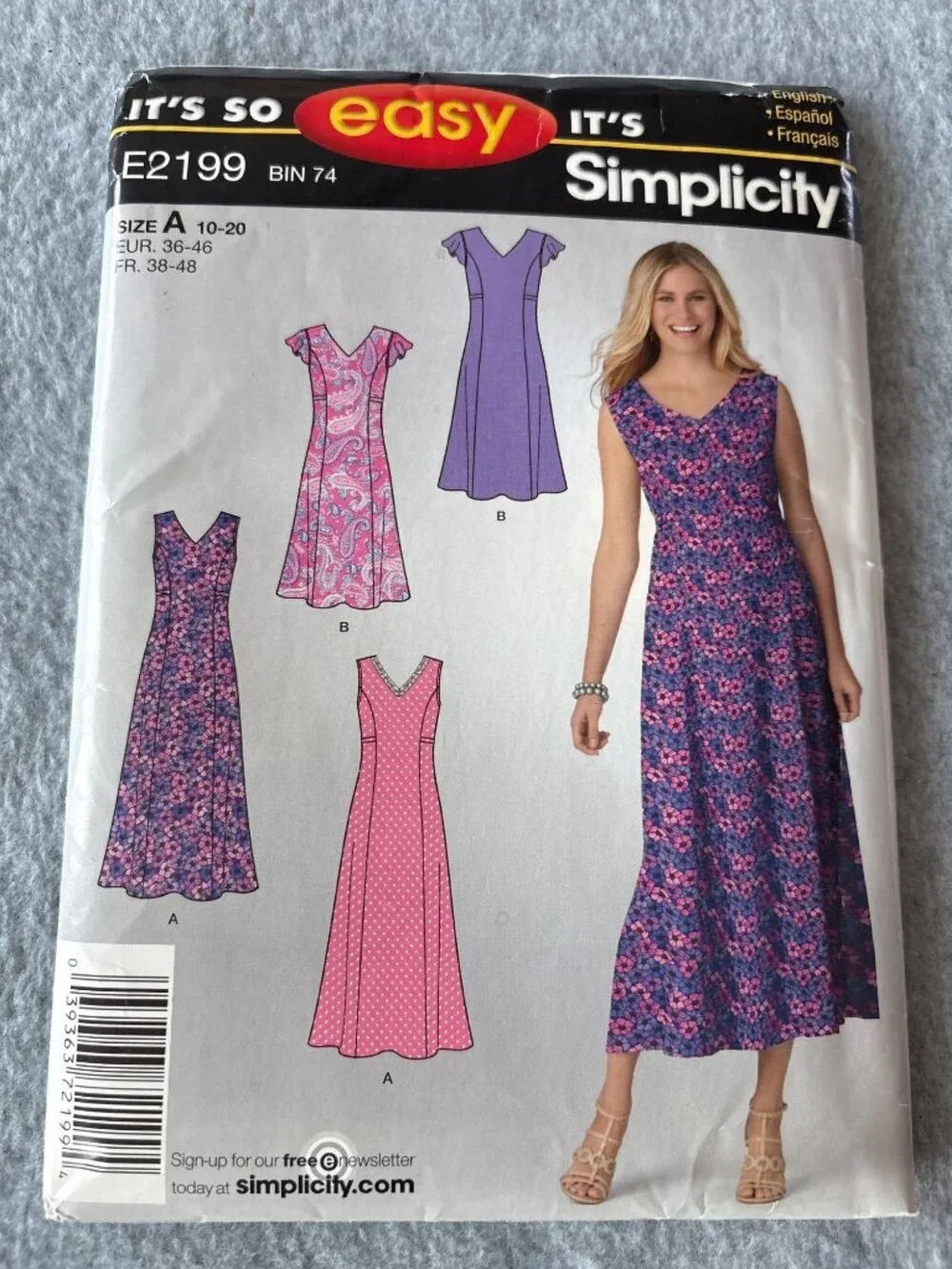 Simplicity Pattern E2199 Misses Dress A-Line Size 10 12 14 16 18 20 Uncut Sew Fu